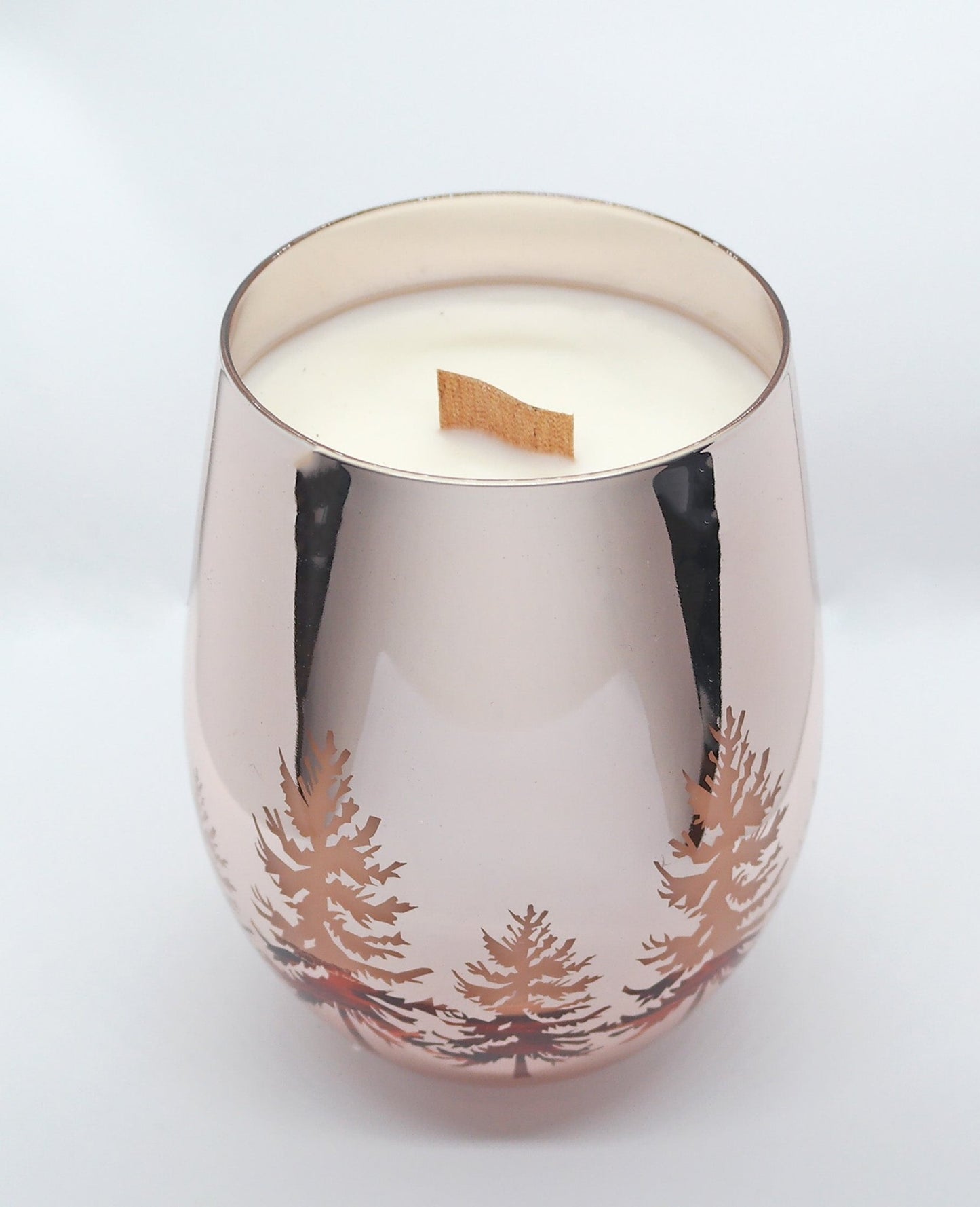 Rose Gold Christmas Candle with Wooden Wick & Gift Box - Popular trends empire