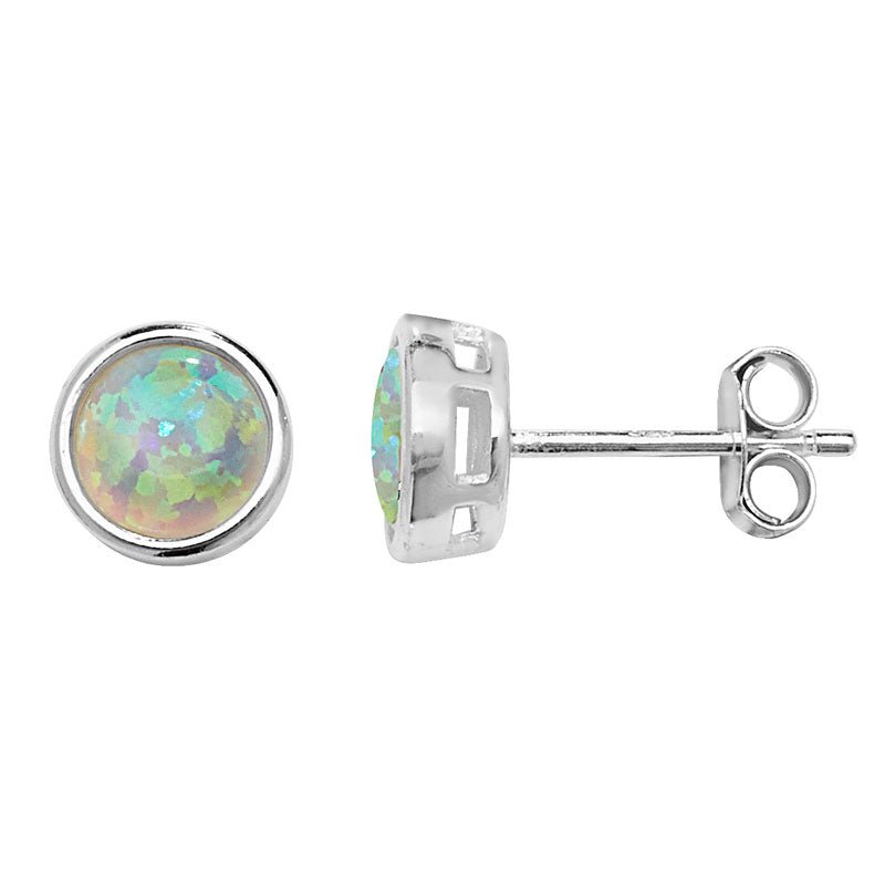 Round Opal Stud Earrings - Popular trends empire
