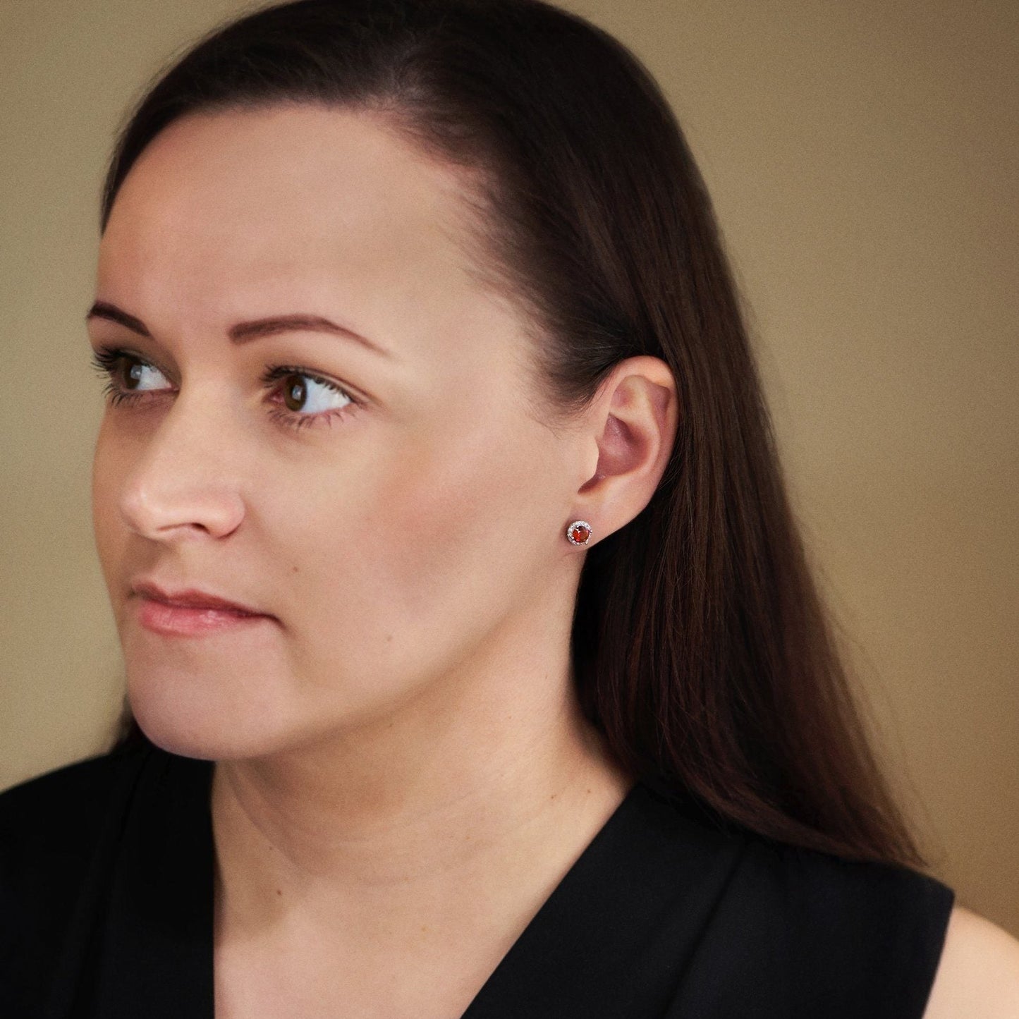 Ruby Cubic Zirconia Halo Earrings - Popular trends empire