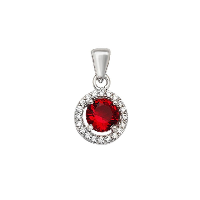 Ruby Cubic Zirconia Halo Necklace - Popular trends empire
