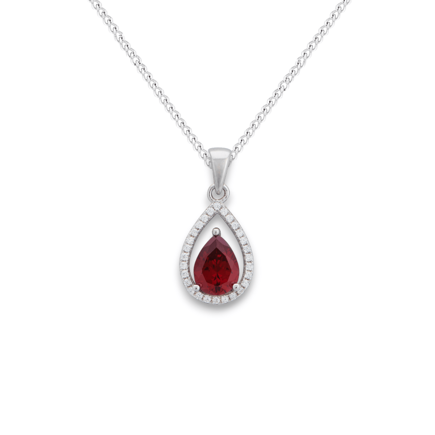 Ruby Cubic Zirconia Teardrop Necklace - Popular trends empire