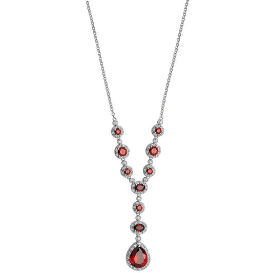 Ruby Cubic Zirconia Y Drop Necklace - Popular trends empire