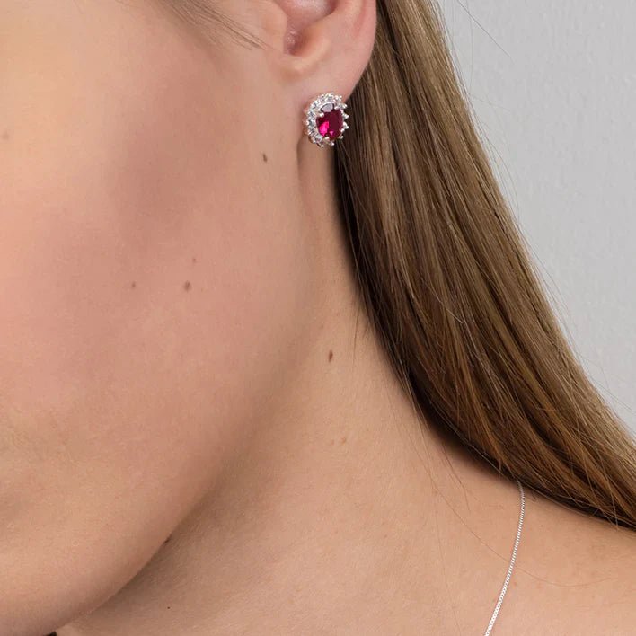 Ruby Halo Cluster Earrings - Popular trends empire
