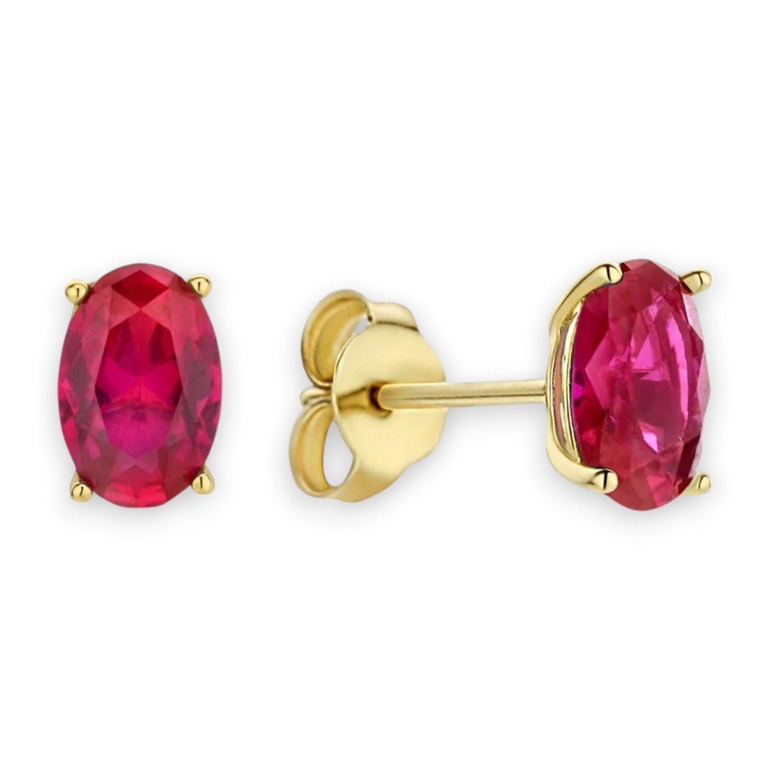 Ruby Oval Stud Earrings - Popular trends empire