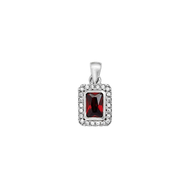 Ruby Rectangle Halo Pendant Necklace - Popular trends empire