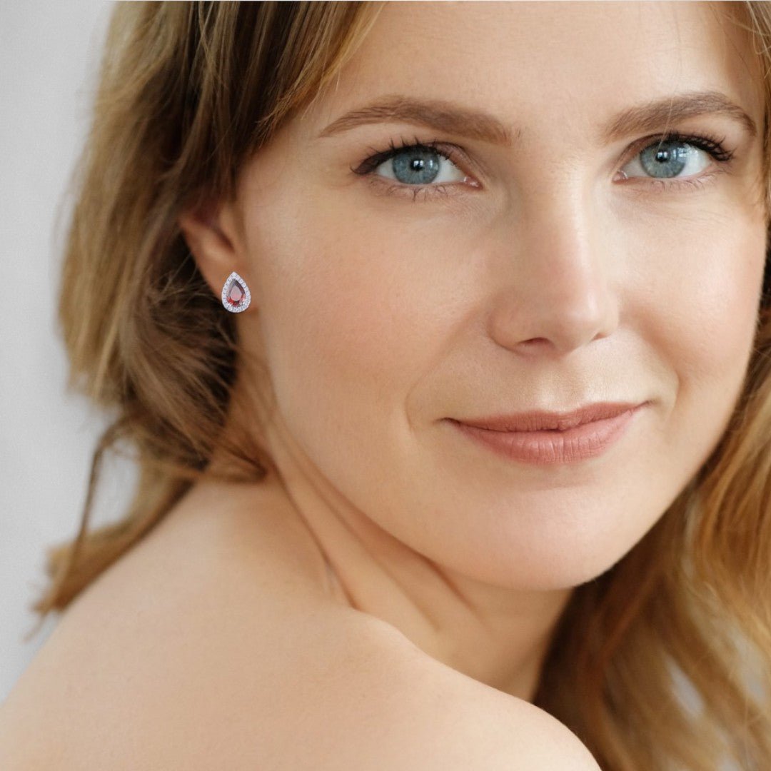 Ruby Teardrop Cubic Zirconia Earrings - Popular trends empire