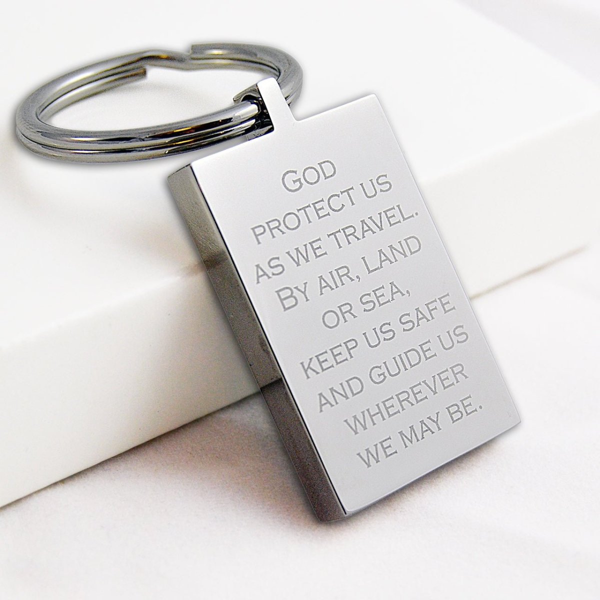 Saint Christopher Keychain – Custom Engraved 316L Steel Travel Safety Gift - Popular trends empire