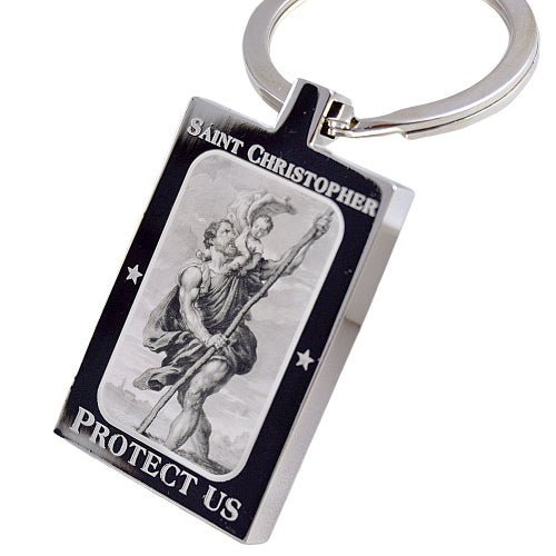 Saint Christopher Keychain – Custom Engraved 316L Steel Travel Safety Gift - Popular trends empire