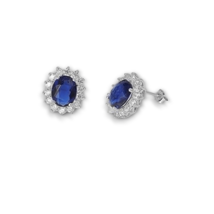 Sapphire Cubic Zirconia Flower Earrings - Popular trends empire