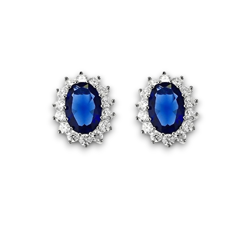 Sapphire Cubic Zirconia Flower Earrings - Popular trends empire