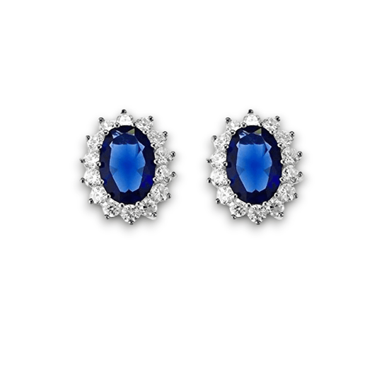 Sapphire Cubic Zirconia Flower Earrings - Popular trends empire