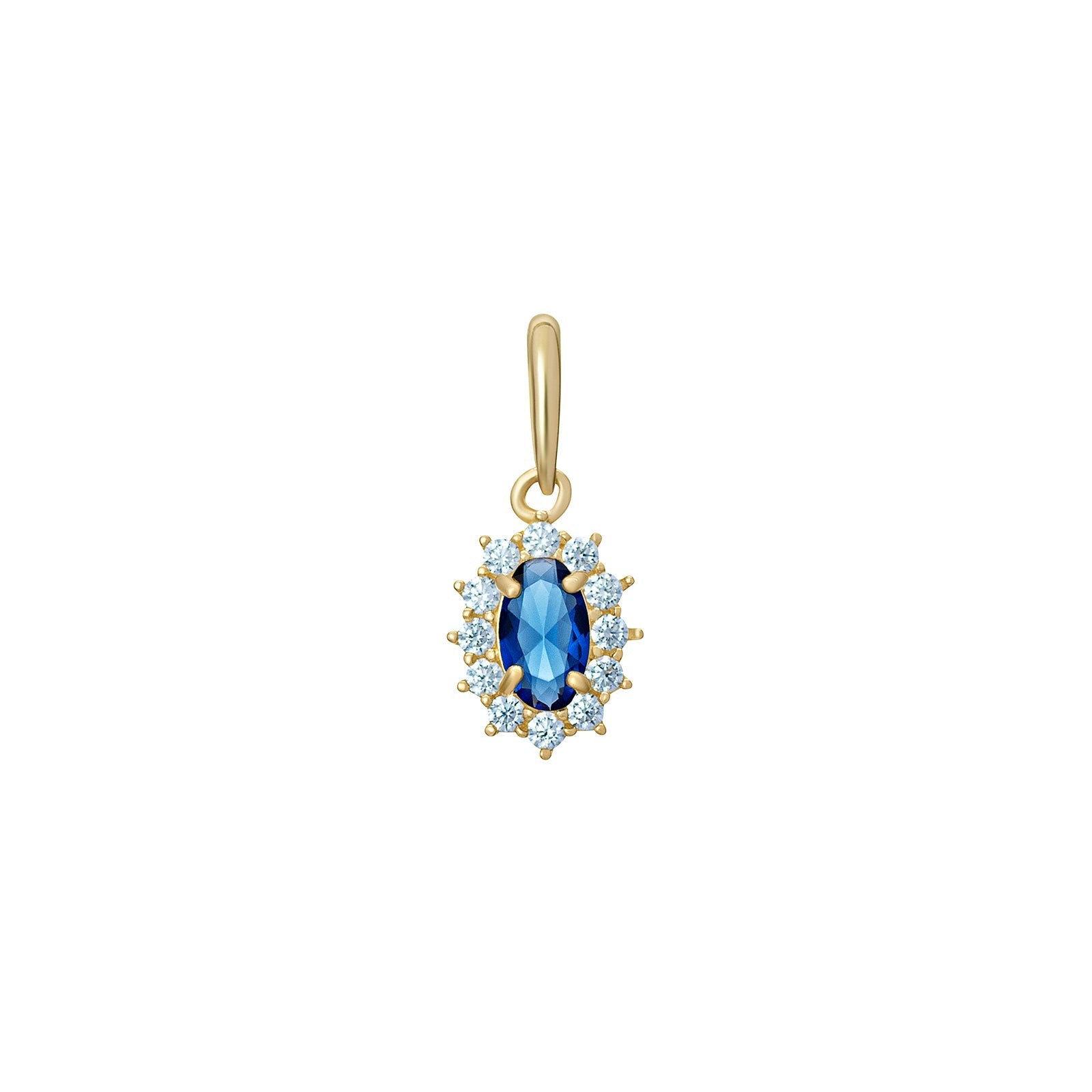 Sapphire Cubic Zirconia Oval Halo Pendant Necklace - Popular trends empire