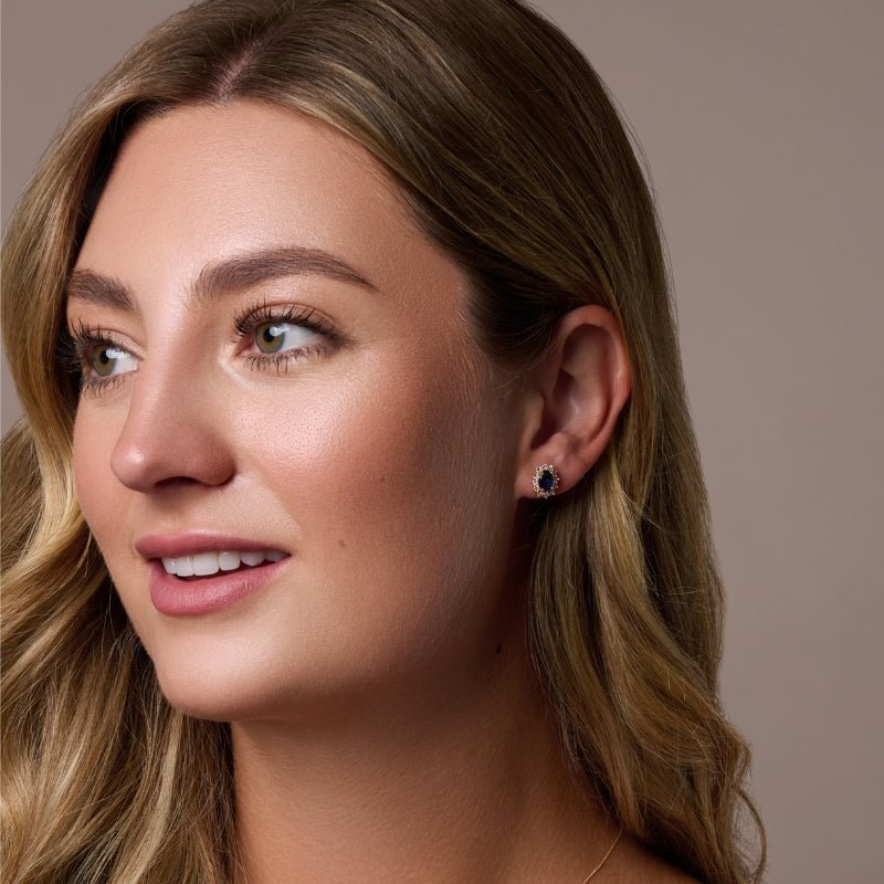 Sapphire Cubic Zirconia Oval Stud Earrings - Popular trends empire