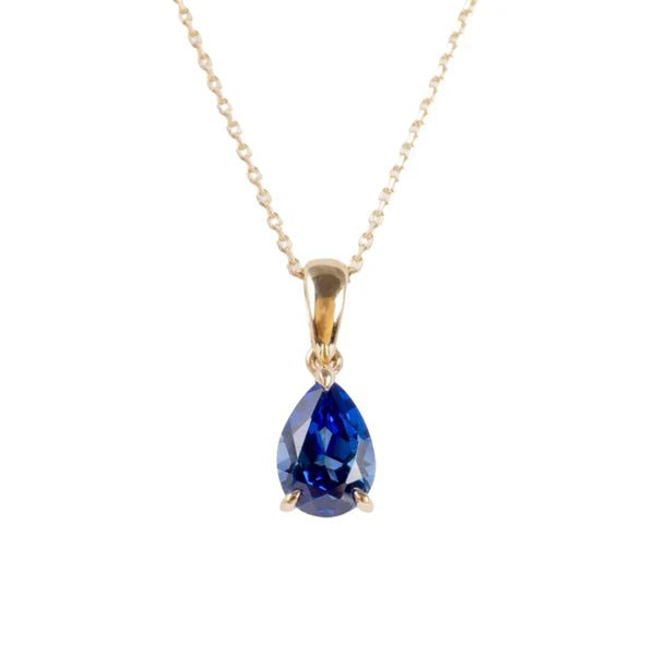 Sapphire Cubic Zirconia Pear Drop Pendant Necklace - Popular trends empire