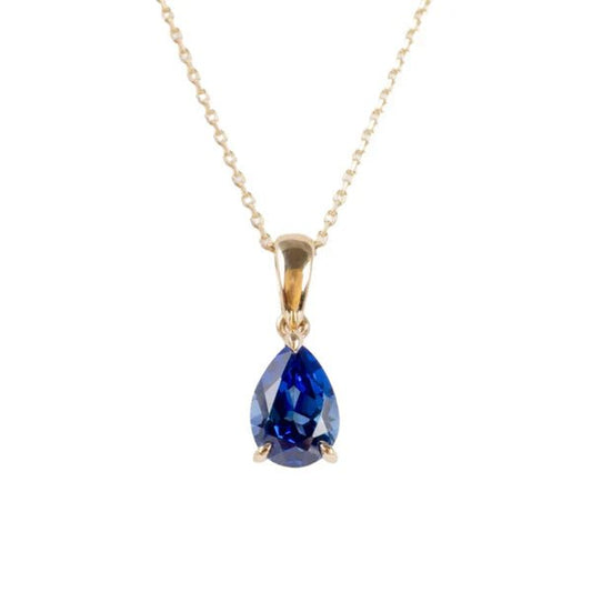 Sapphire Cubic Zirconia Pear Drop Pendant Necklace - Popular trends empire