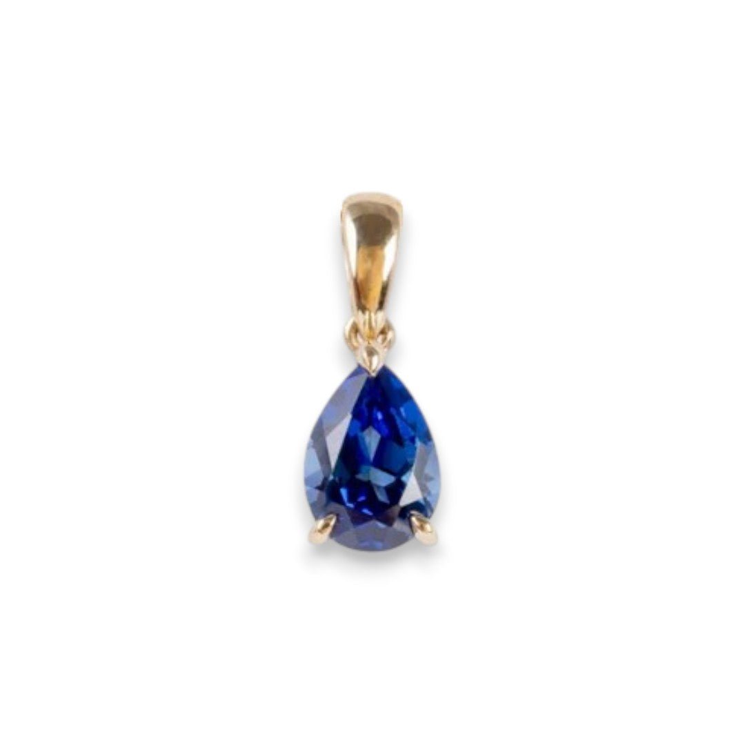 Sapphire Cubic Zirconia Pear Drop Pendant Necklace - Popular trends empire