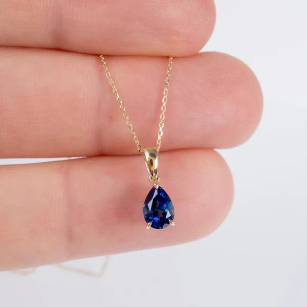 Sapphire Cubic Zirconia Pear Drop Pendant Necklace - Popular trends empire