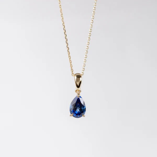 Sapphire Cubic Zirconia Pear Drop Pendant Necklace - Popular trends empire