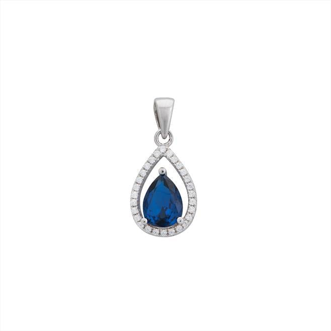 Sapphire Cubic Zirconia Teardrop Necklace - Popular trends empire