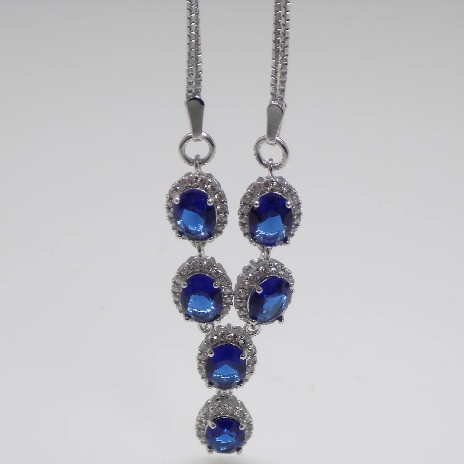 Sapphire Cubic Zirconia Y Necklace - Popular trends empire