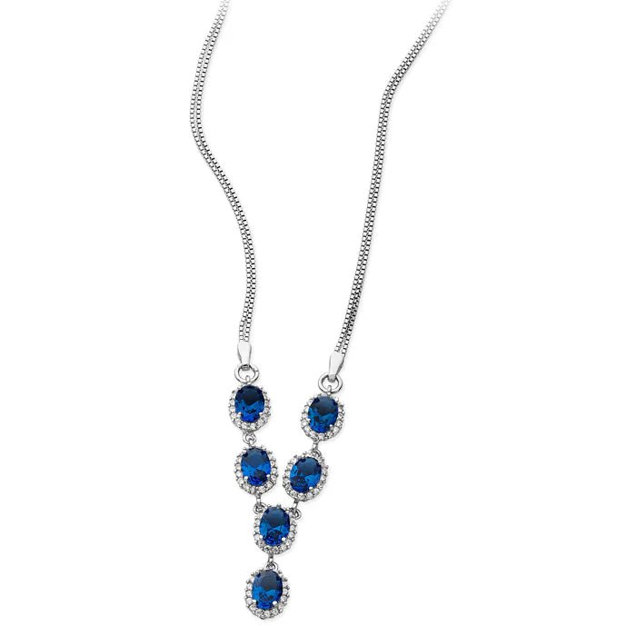 Sapphire Cubic Zirconia Y Necklace - Popular trends empire