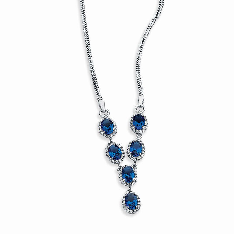 Sapphire Cubic Zirconia Y Necklace - Popular trends empire