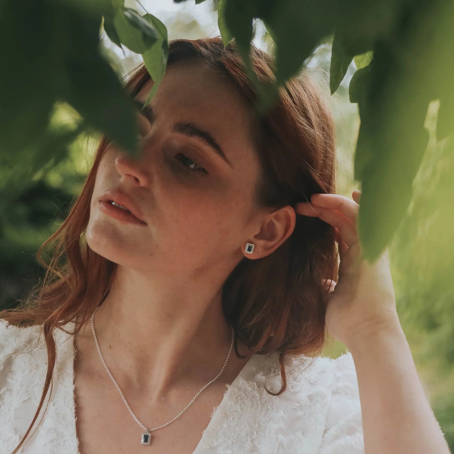 Sapphire Rectangle Halo Stud Earrings - Popular trends empire