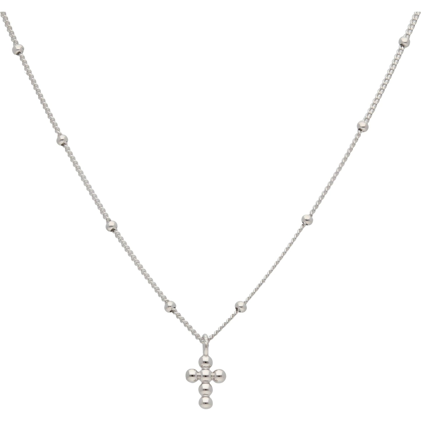 Satellite Bead Necklace With Cross - Popular trends empire