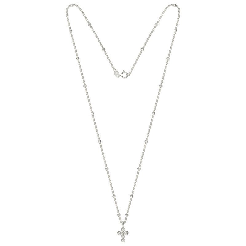 Satellite Bead Necklace With Cross - Popular trends empire