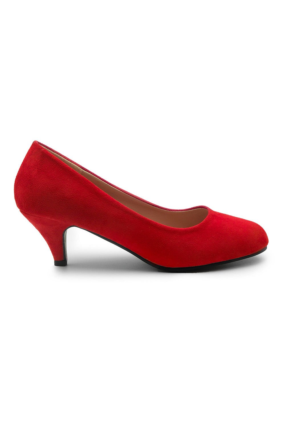 SHEA LOW HEEL COURT PUMP IN RED SUEDE - Popular trends empire