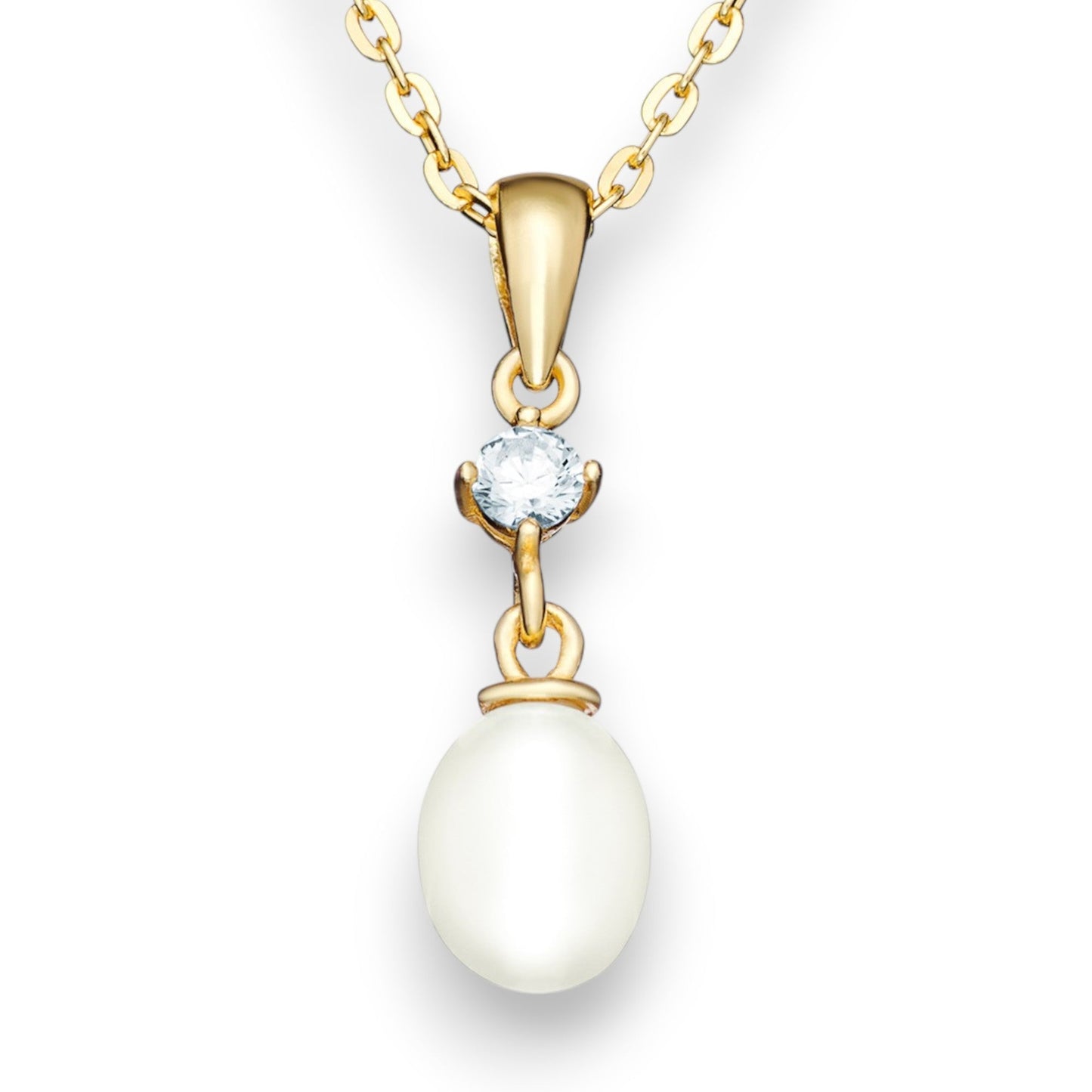 Sienna Cubic Zirconia & Pearl Drop Necklace - Popular trends empire