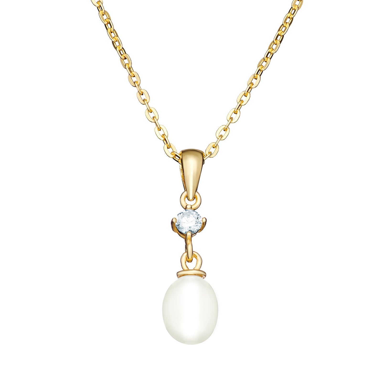 Sienna Cubic Zirconia & Pearl Drop Necklace - Popular trends empire