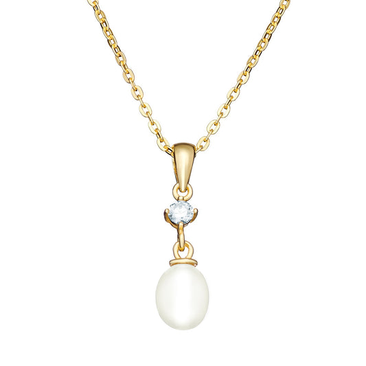 Sienna Cubic Zirconia & Pearl Drop Necklace - Popular trends empire