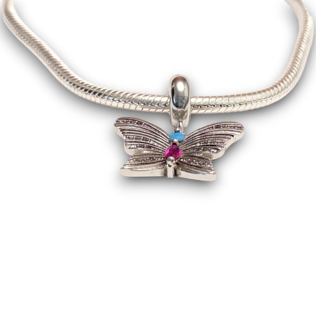 Silver Butterfly Dangle Charm - Popular trends empire