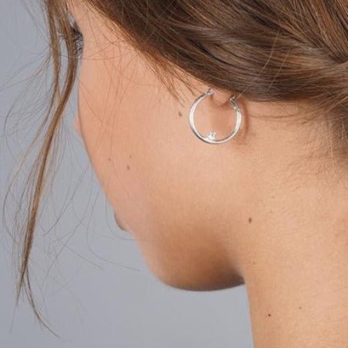 Silver Hoop Earrings with Cubic Zirconia - Popular trends empire