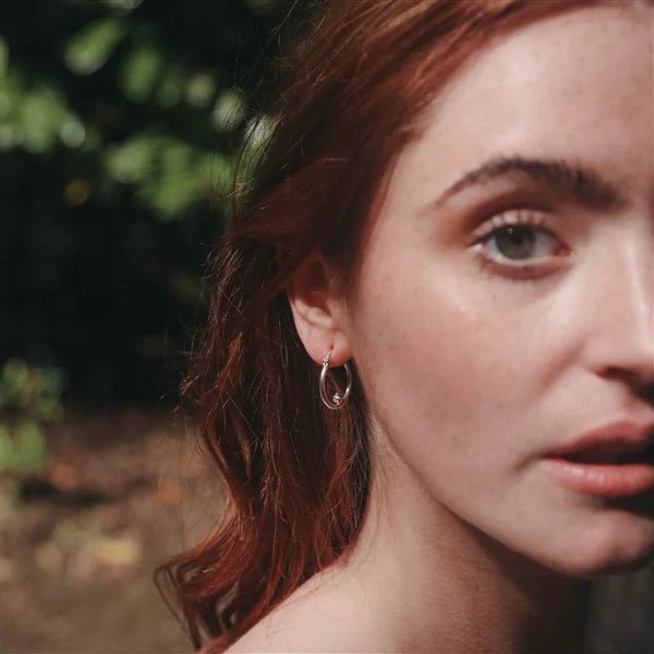 Silver Hoop Earrings with Cubic Zirconia - Popular trends empire