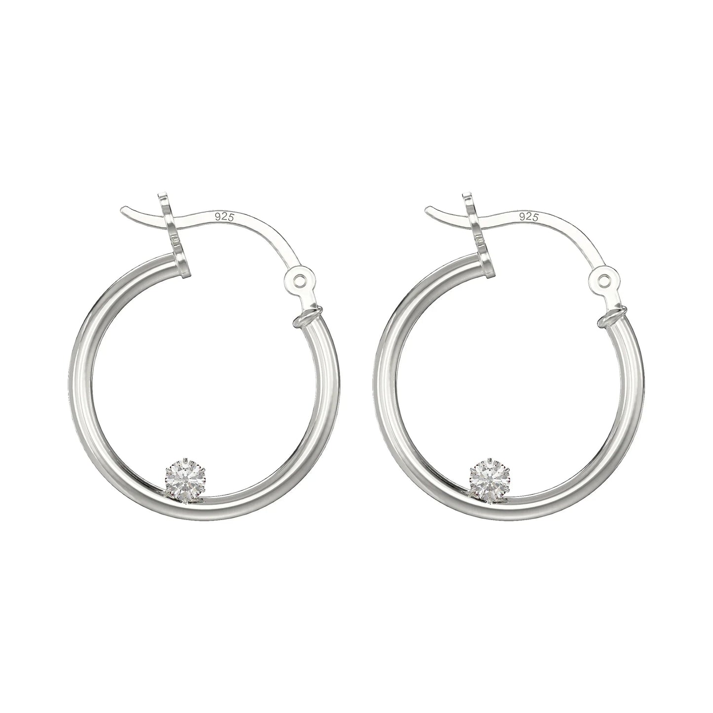 Silver Hoop Earrings with Cubic Zirconia - Popular trends empire