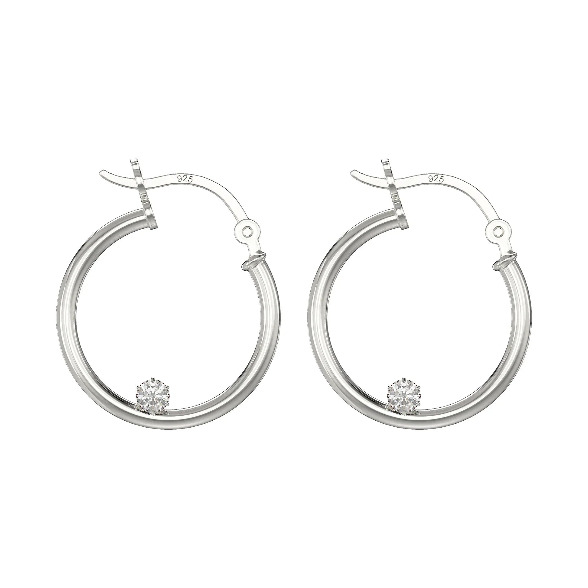 Silver Hoop Earrings with Cubic Zirconia - Popular trends empire