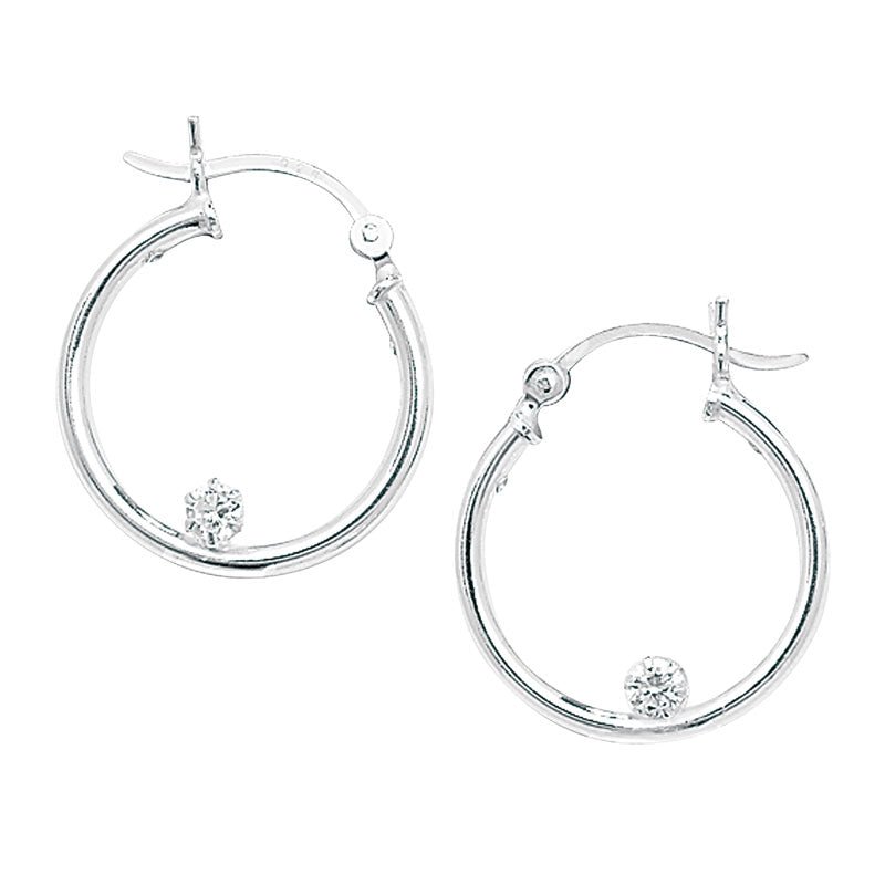 Silver Hoop Earrings with Cubic Zirconia - Popular trends empire