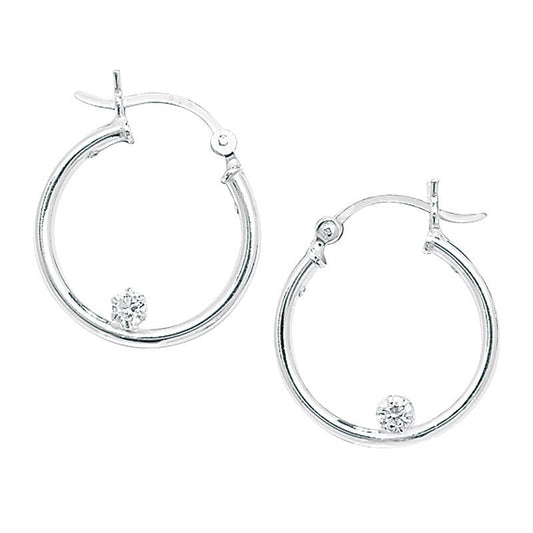 Silver Hoop Earrings with Cubic Zirconia - Popular trends empire