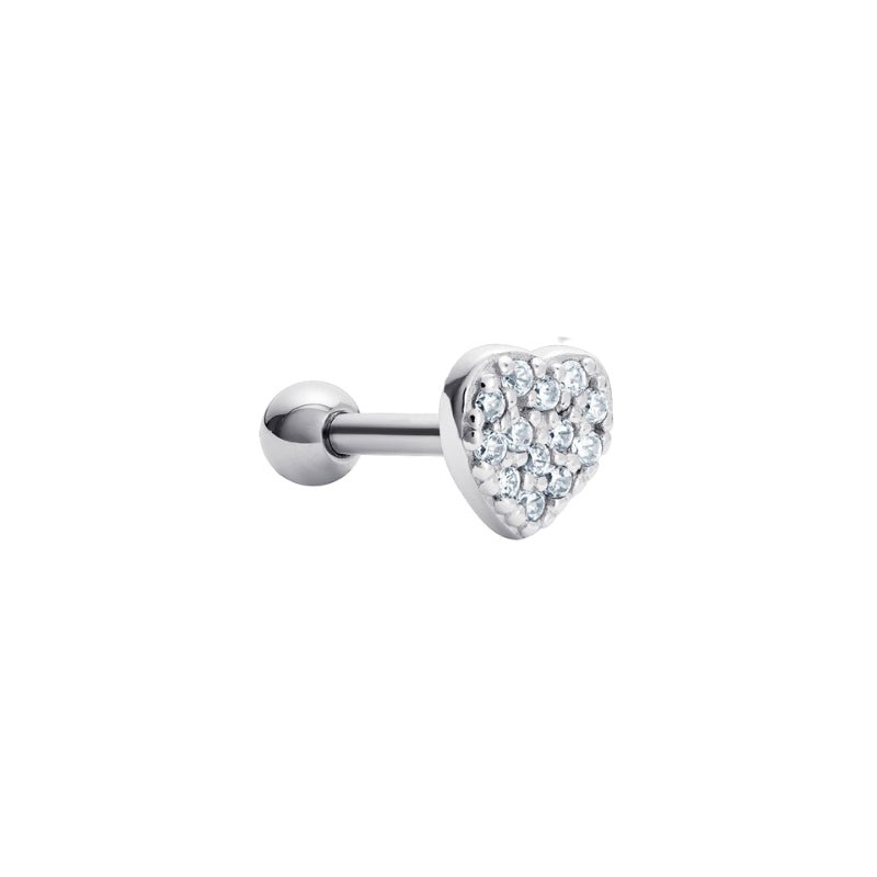 Sparkling Heart Barbell Stud - Popular trends empire