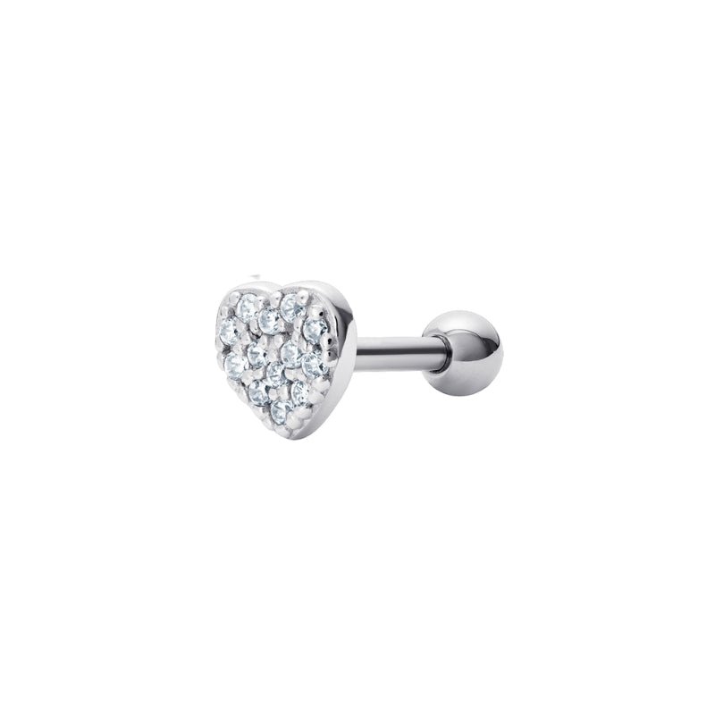 Sparkling Heart Barbell Stud - Popular trends empire