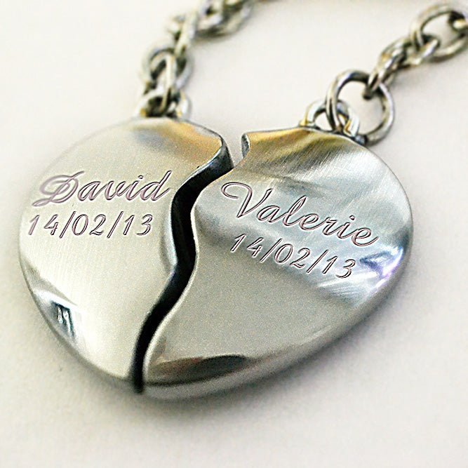 Split Heart Keyring – Personalised Engraved Gift | Valentines Day Romantic Keepsake - Popular trends empire