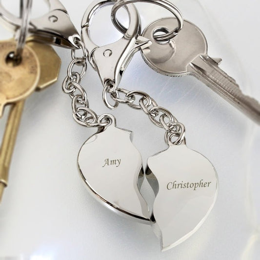 Split Heart Keyring – Personalised Engraved Gift | Valentines Day Romantic Keepsake - Popular trends empire