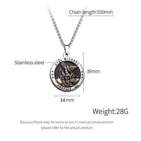 St. Michael Pendant Necklace - Men's Stainless Steel Religious Jewelry, Personalised - Popular trends empire