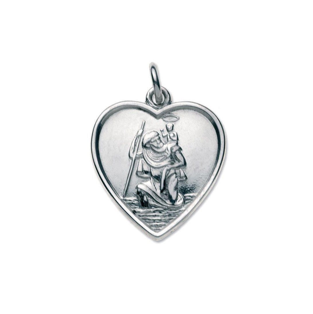Sterling Silver Heart Pendant – Engraved Saint Christopher Necklace with 20" Chain - Popular trends empire
