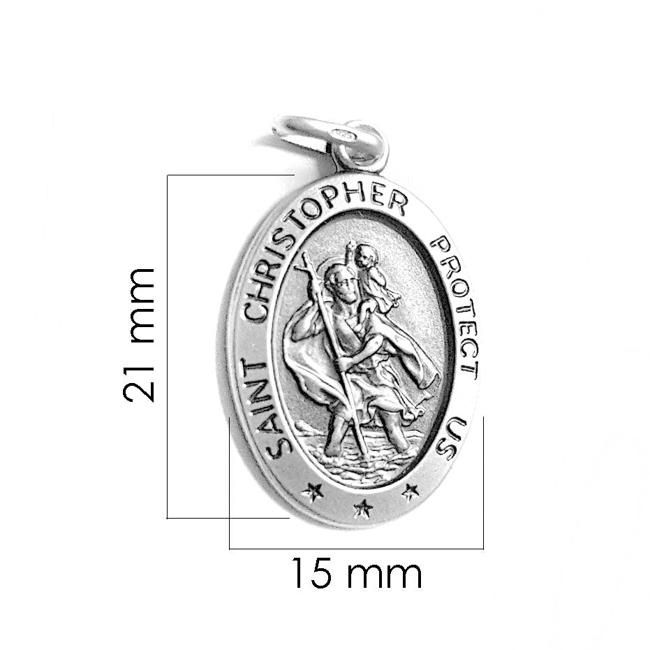 Sterling Silver Saint Christopher Oval Pendant – Engraved Travel Safety Necklace - Popular trends empire