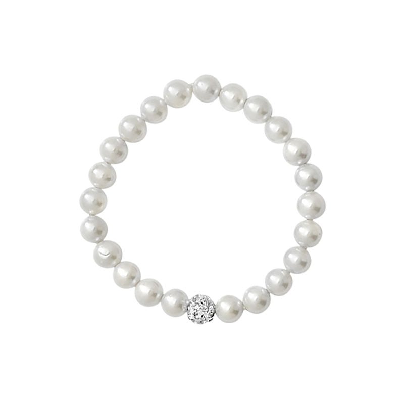 Stretchy Pearl Bracelet with CZ - Popular trends empire