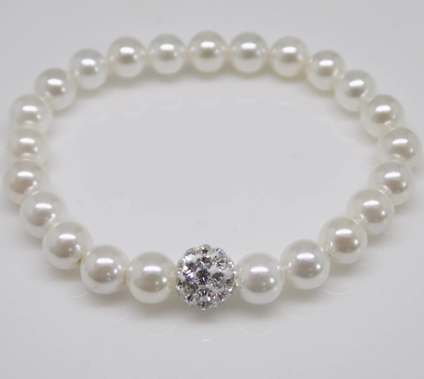 Stretchy Pearl Bracelet with CZ - Popular trends empire