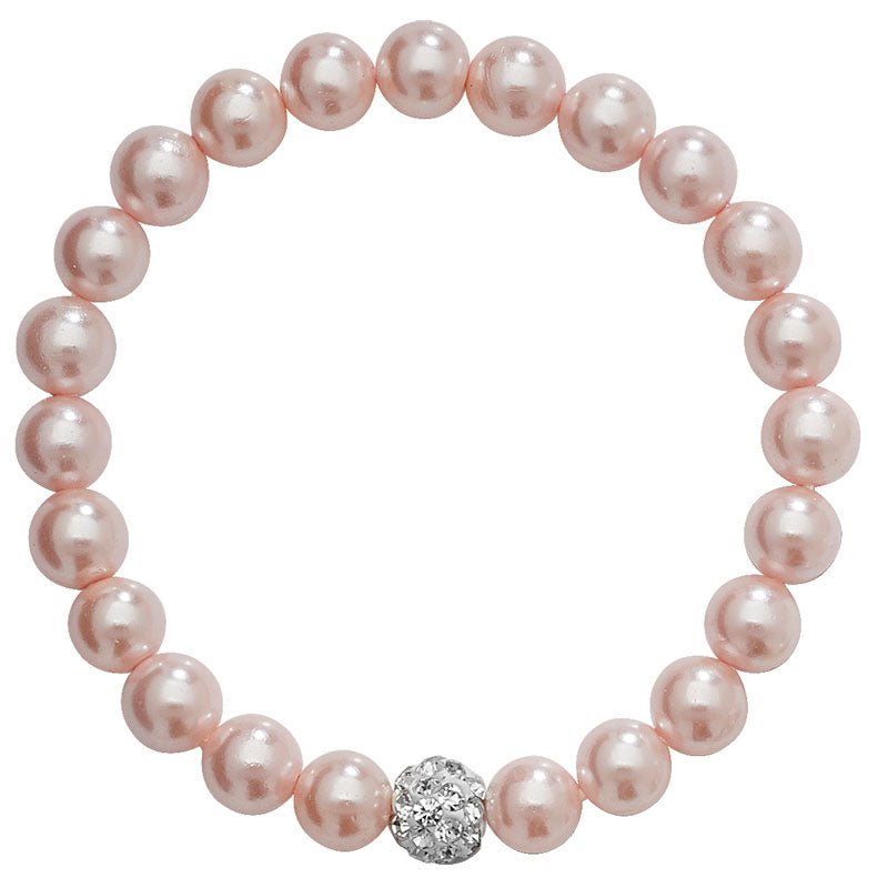 Stretchy Pink Pearl Bracelet with CZ - Popular trends empire